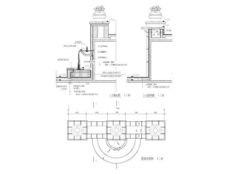 景墙立面剖面节点cad大样图 