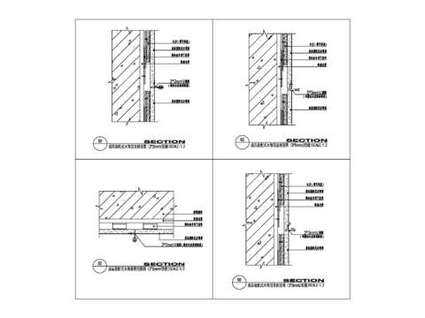  成品装配式木饰面U型、V型缝剖面图 