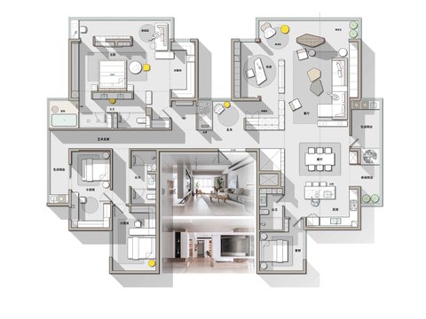  住宅大平层平面方案cad平面图 