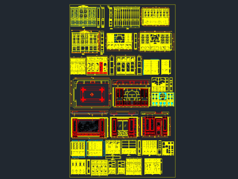  中式雕花柜cad图库 