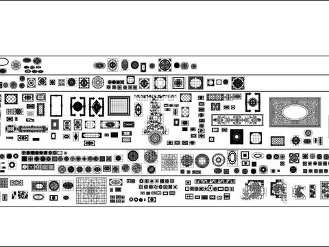  欧式拼图雕花cad图库 