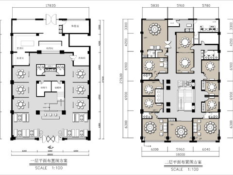  700㎡两层火锅店cad平面图 