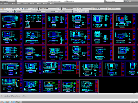  床头背景cad图库 