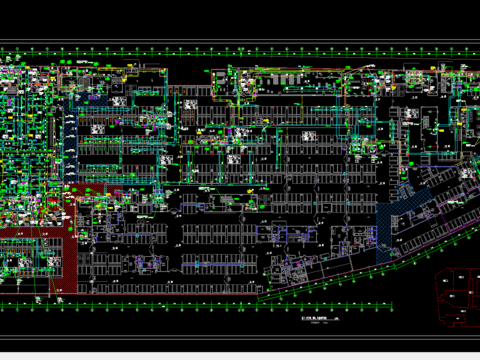  地下一层空调通风防排烟cad施工图 