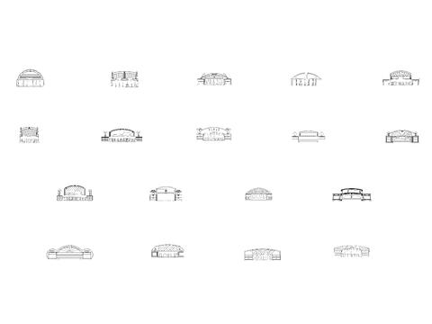  CAD床类 弧形床头 床头柜立面 侧面cad图库 