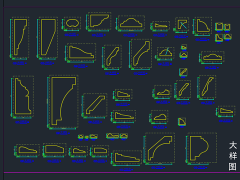  踢脚线天花角线cad图库 