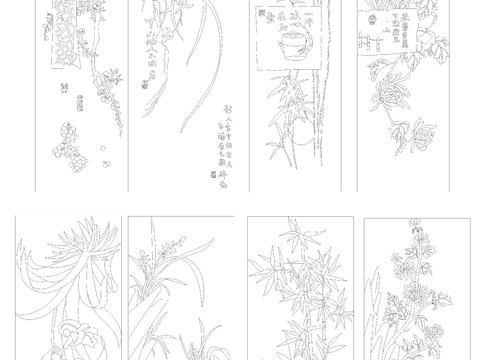  装饰画雕刻图案cad图库 