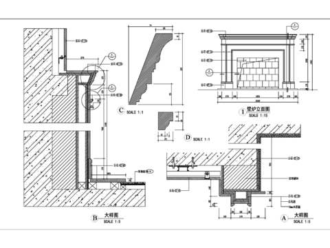  起居室壁炉大样图 