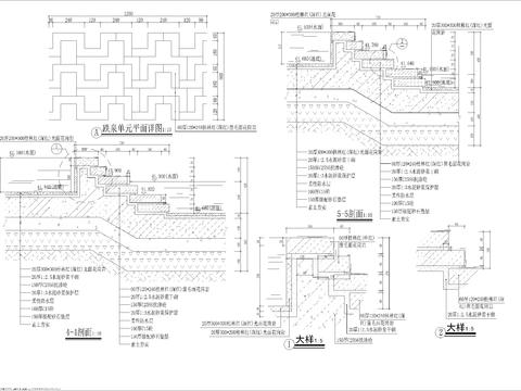  跌泉單元跌水CAD施工圖 