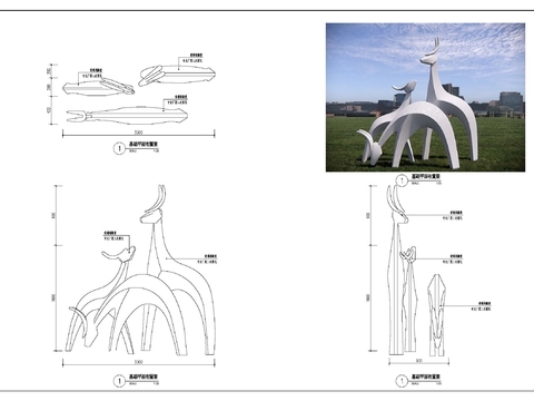  麋鹿雕塑cad详图 