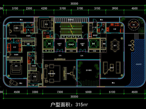  住宅太平层cad平面图 
