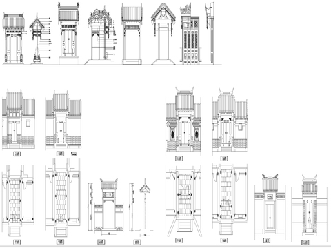  24中式古典大门cad图库 