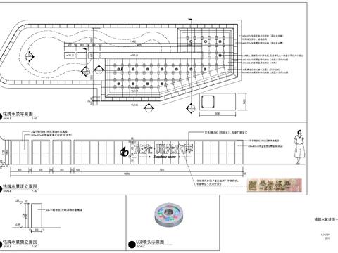  入口鏡面水景銘牌水景詳圖cad施工圖 