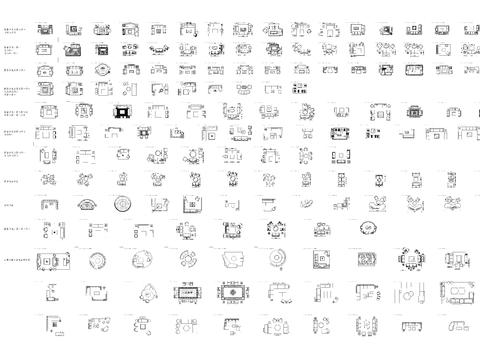  沙发类平立面cad图库 