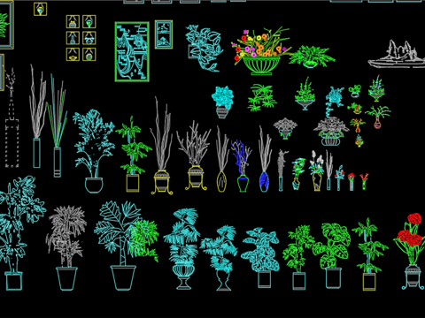  CAD陈设饰品立面CAD图库 