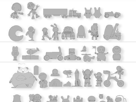  潮流各类宇航员 航天器装饰摆件cad图库 