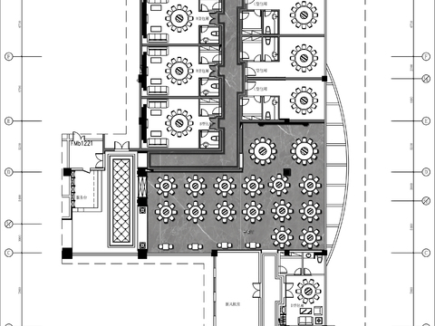  900㎡酒楼餐厅cad平面图 