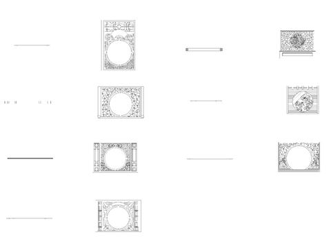  中式中间圆形镂空隔断cad图库 