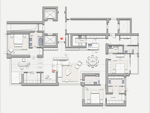  300平方米大平层cad平面图 