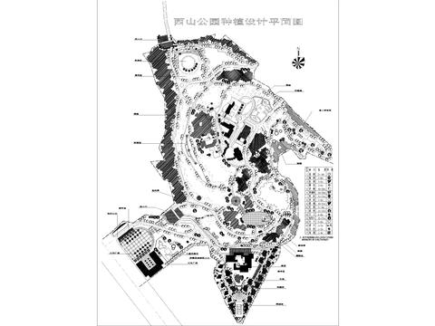  西山公园种植cad平面图 