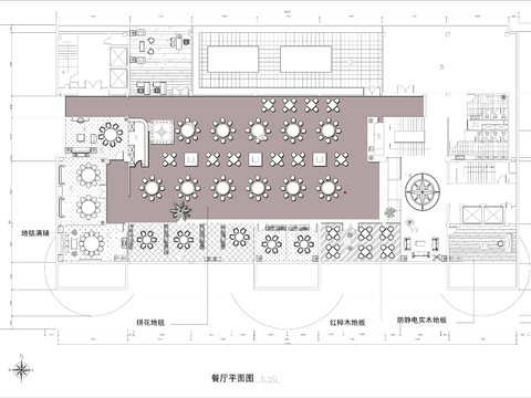  1000㎡酒樓餐廳cad平面圖 