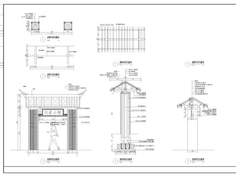 入口景观门cad施工图 