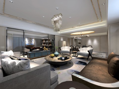  邱德光上海东樱花苑C2户型效果图软装方案CAD施工图水电物料书 