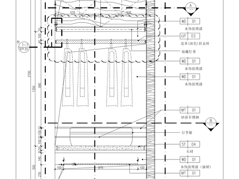  酒店客房行李架大样设计cad施工图 