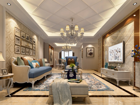  万孚尊园简欧客餐厅CAD施工图 