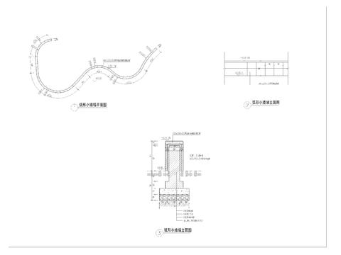  弧形挡土墙cad大样图 
