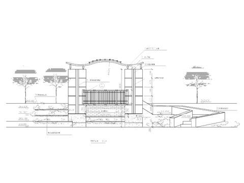  景墙立面cad大样图 