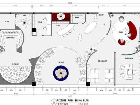  260㎡婚纱馆cad平面图 