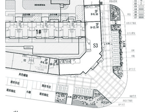  沿街商业广场景观植物CAD施工图 