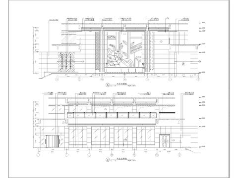  酒店大堂立面装修详图 剖面节点cad大样图 