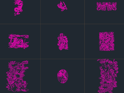  龙凤图案合集cad图库 
