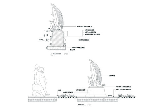  雕塑cad大样详图 
