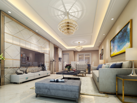  御龙湾现代客餐厅卧室CAD施工图 