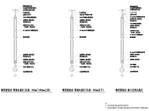  大型水晶吊灯详细安装节点大样图 