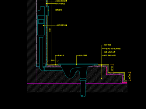  暗水箱蹲便器节点图CAD施工图 