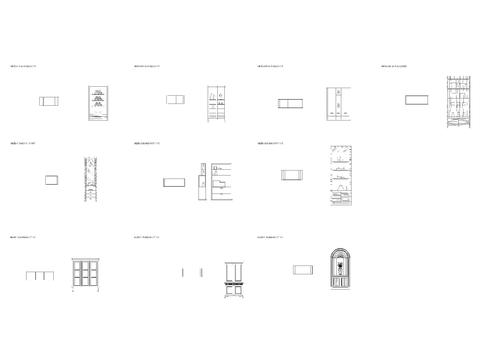  置物柜带抽屉 欧式置物柜平面图 立面cad图库 