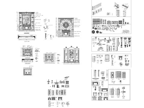  欧式背景装饰专用cad图库 