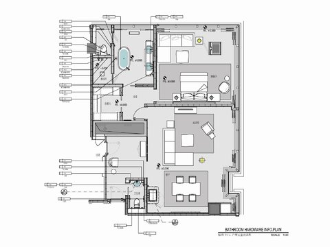  120㎡酒店豪華客房CAD施工圖 