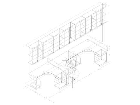  屏风办公桌三维模型 