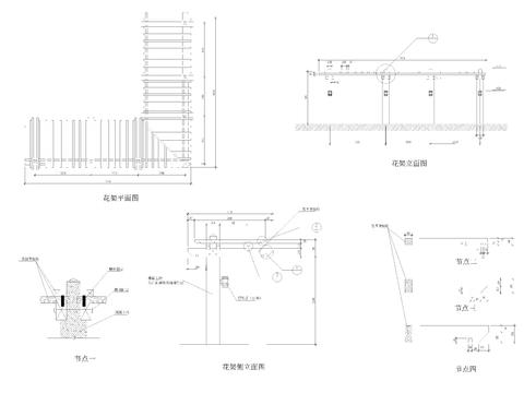 L型木作花架cad大样图 