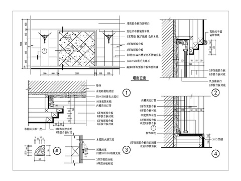  室内饰面板造型墙装修详图 