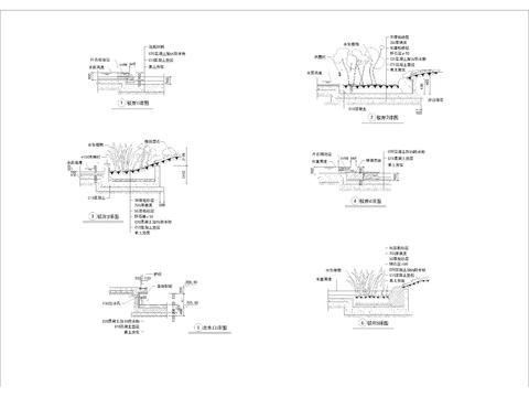  坡岸剖面cad节点大样图 