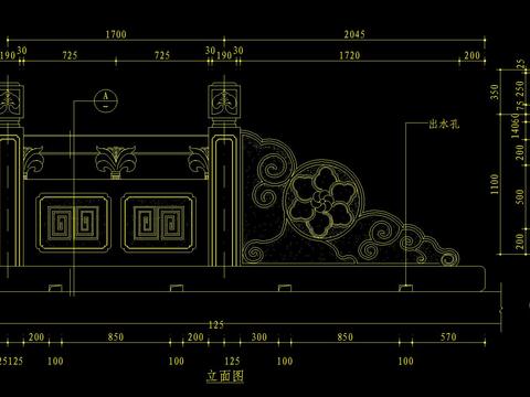  石材栏杆cad大样图 
