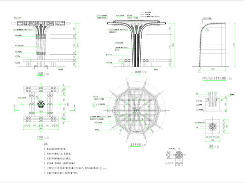  乡村振兴竹亭法详图节点大样 