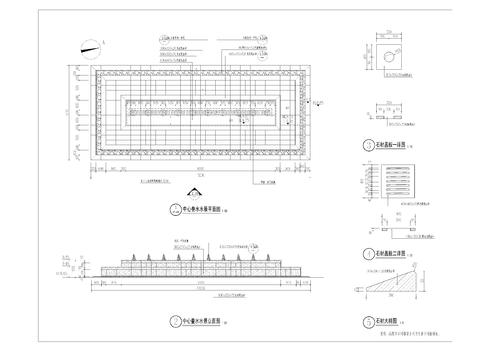  中心叠水水景 平面立面节点大样图 