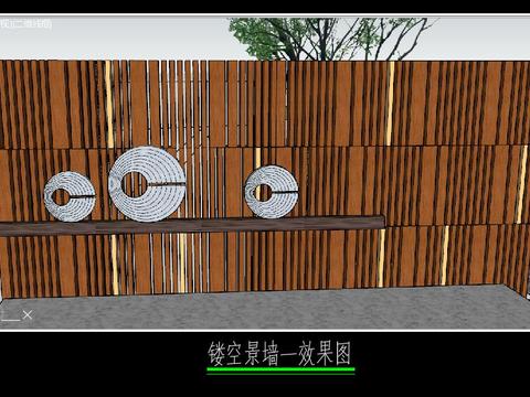  镂空雕花景墙cad大样图 